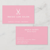 Friseursalon Friseursalon Moderne Schere Rosa Visitenkarte (Vorne/Hinten)