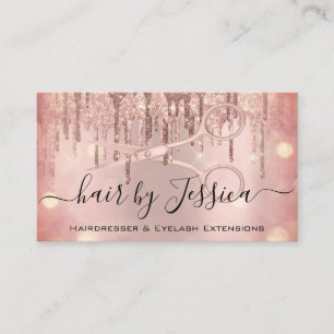 Friseursalon Friseursalon Rose Glitzer Lux Visitenkarte