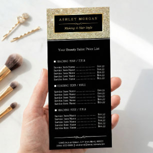 Friseursalon Funky Gold Glitter Glamour Preisliste Werbekarte