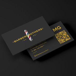 Friseursalon Gelb Schwarz Klassischer Friseurstang Visitenkarte