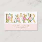 Friseursalon Gold Rosa Glattleder Visitenkarte (Vorderseite)