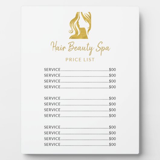 Friseursalon Gold Weißer Preis Fotoplatte (Vorderseite)