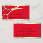 Friseursalon Goldene Schere Rot Visitenkarte (Vorne/Hinten)