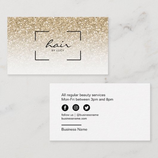 Friseursalon Goldmedaille Glitzer Visitenkarte (Vorne/Hinten)