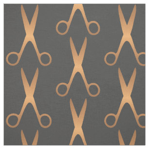 Friseursalon Goldschere dunkelgraues Muster Stoff