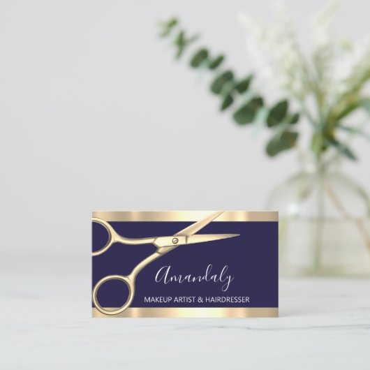 Friseursalon Goldschere VIP-Marine Visitenkarte (Stehend Vorderseite)