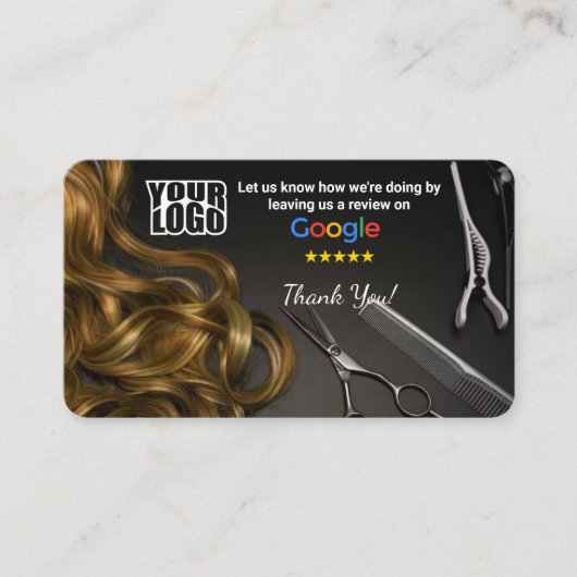 Friseursalon Google Review Template mit QR Visitenkarte (Vorderseite)