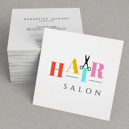 Friseursalon Großtypografie-Schere Quadratische Visitenkarte