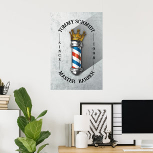 Friseursalon Haar Shop Königskrone Friseurstange Poster