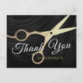 Friseursalon-Haarstylist Danke an die Goldschere Postkarte (Vorderseite)