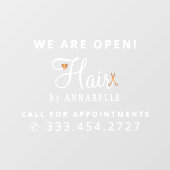 Friseursalon-Haarstylist-Name Fensteraufkleber (Blatt)