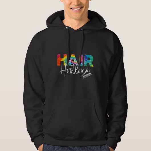 Friseursalon Hair Hustler Gefärbte Krawatte Hoodie (Vorderseite)