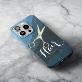 Friseursalon Hairstylist Moderne Blaue Goldschere Case-Mate iPhone Hülle