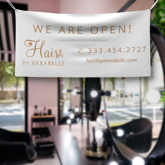 Friseursalon: hairstylistischer Name Kupfergold We Banner