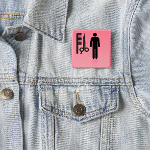 Friseursalon Icon Haarschnitt Kamm und Schere Button