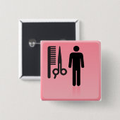 Friseursalon Icon Haarschnitt Kamm und Schere Button (Vorne & Hinten)
