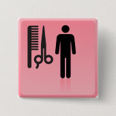 Friseursalon Icon Haarschnitt Kamm und Schere Button (Vorderseite)