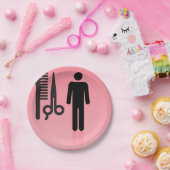Friseursalon Icon Haarschnitt Kamm und Schere Pappteller (Party)