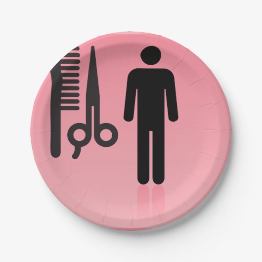 Friseursalon Icon Haarschnitt Kamm und Schere Pappteller (Vorderseite)