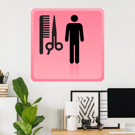 Friseursalon Icon Haarschnitt Kamm und Schere Poster