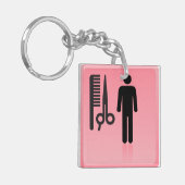 Friseursalon Icon Haarschnitt Kamm und Schere Schlüsselanhänger (Vorderseite links)
