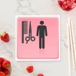 Friseursalon Icon Haarschnitt Kamm und Schere Serviette