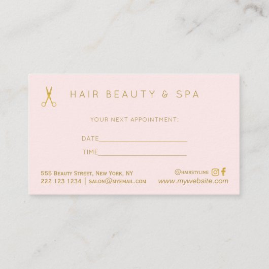 Friseursalon Imitate Goldrot Luxus-Termin Visitenkarte (Rückseite)