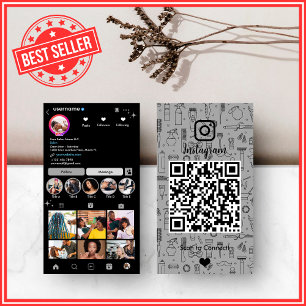 Friseursalon Instagram Grau Social Media QR Code Visitenkarte