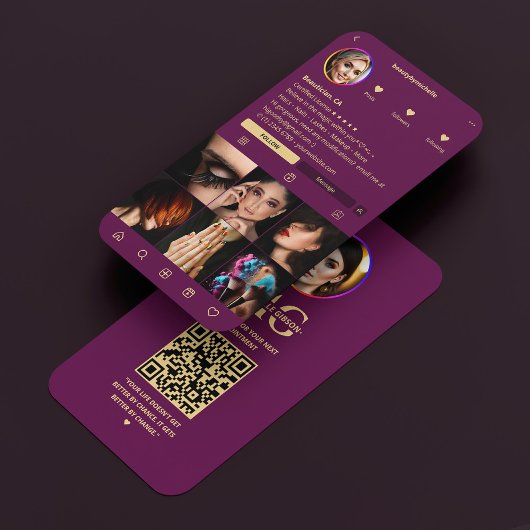 Friseursalon Instagram Luxus Lila Visitenkarte