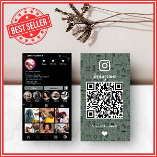 Friseursalon Instagram Sage Green   Social Media Q Visitenkarte
