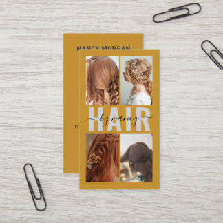 Friseursalon Kalligrafie Foto-Collage Senf Visitenkarte