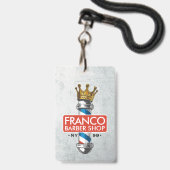 Friseursalon King Crown Barber Pole Ausweis (Vorderseite mit Lanyard)