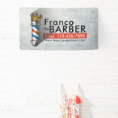Friseursalon King Crown Barber Pole Banner (InSitu)
