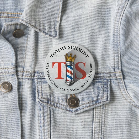 Friseursalon King Crown Barber Pole Button (Beispiel)