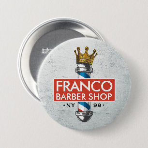 Friseursalon King Crown Barber Pole Button