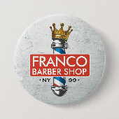 Friseursalon King Crown Barber Pole Button (Vorderseite)