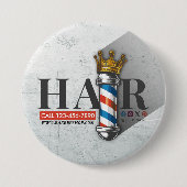 Friseursalon King Crown Barber Pole Button (Vorderseite)