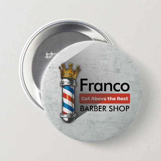 Friseursalon King Crown Barber Pole Button (Vorne & Hinten)