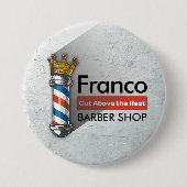 Friseursalon King Crown Barber Pole Button (Vorderseite)