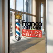 Friseursalon King Crown Barber Pole Fensteraufkleber