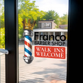 Friseursalon King Crown Barber Pole Fensteraufkleber