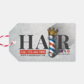 Friseursalon King Crown Barber Pole Geschenkanhänger (Rückseite Horizontal)