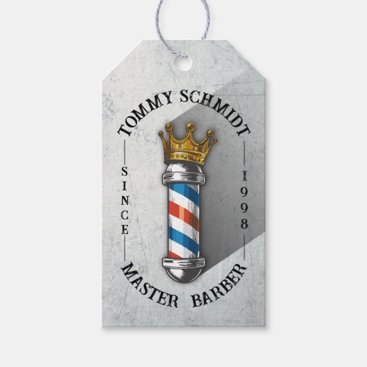 Friseursalon King Crown Barber Pole Geschenkanhänger (Vorderseite)