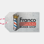 Friseursalon King Crown Barber Pole Geschenkanhänger (Rückseite Horizontal)
