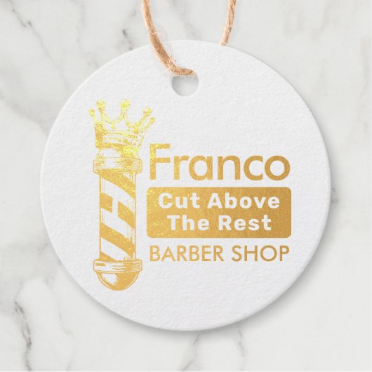 Friseursalon King Crown Barber Pole Geschenkanhänger (Vorderseite)