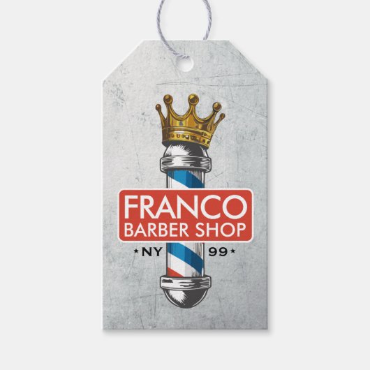 Friseursalon King Crown Barber Pole Geschenkanhänger (Vorderseite)