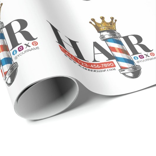 Friseursalon King Crown Barber Pole Geschenkpapier (Rolleneckpunkt)