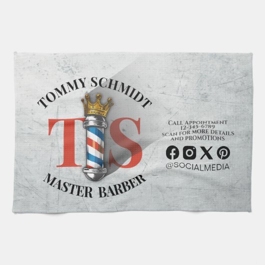 Friseursalon King Crown Barber Pole Geschirrtuch (Horizontal)