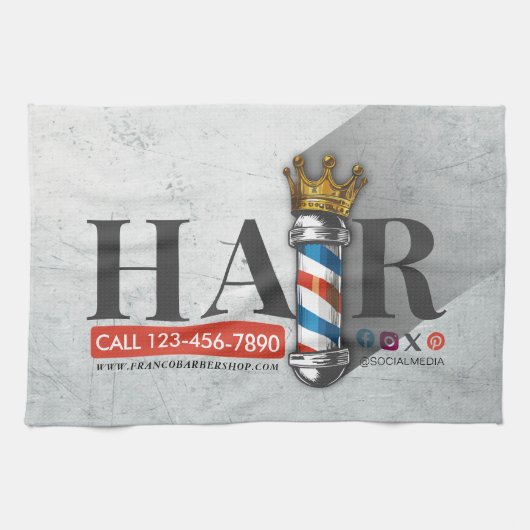 Friseursalon King Crown Barber Pole Geschirrtuch (Horizontal)