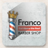 Friseursalon King Crown Barber Pole Getränkeuntersetzer (Vorderseite)